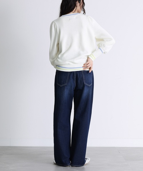 somari imagination（ソマリ イマジネーション）の「『フェイクパール付きストレートデニム』（デニムパンツ・レディース・ブルー/ネイビー・S～Ｍ/L～LL/3L）」の4枚目の写真