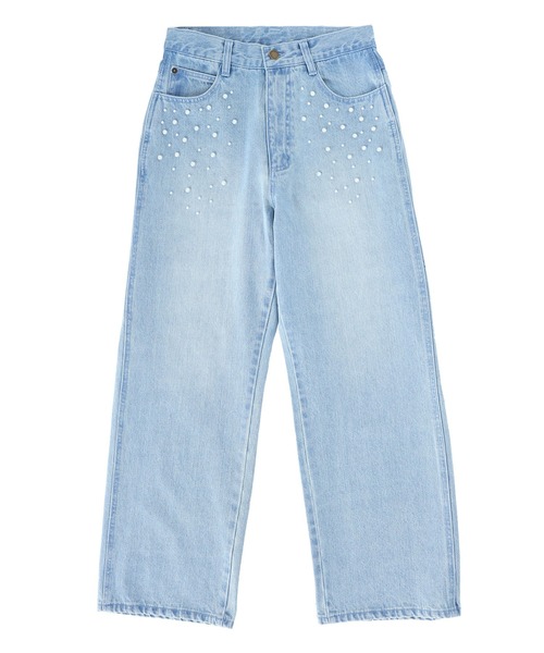 somari imagination（ソマリ イマジネーション）の「『フェイクパール付きストレートデニム』（デニムパンツ・レディース・ブルー/ネイビー・S～Ｍ/L～LL/3L）」の7枚目の写真