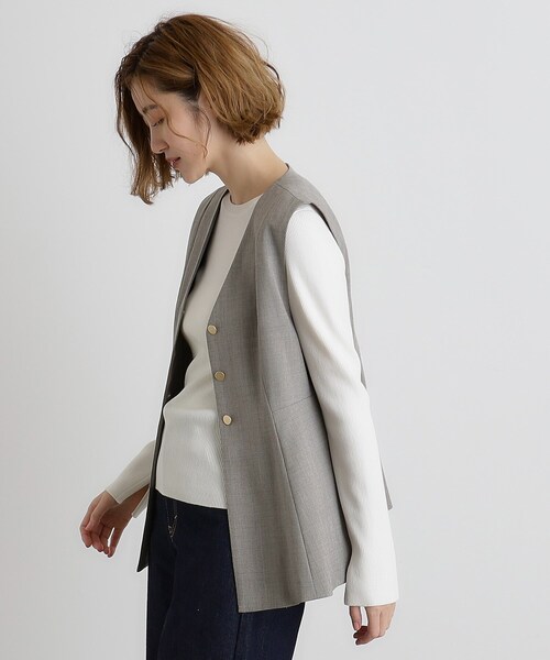 grove（グローブ）の「ペプラムジレ（ベスト・レディース・グレー/ブラック・02/03/01/04/05）」の3枚目の写真