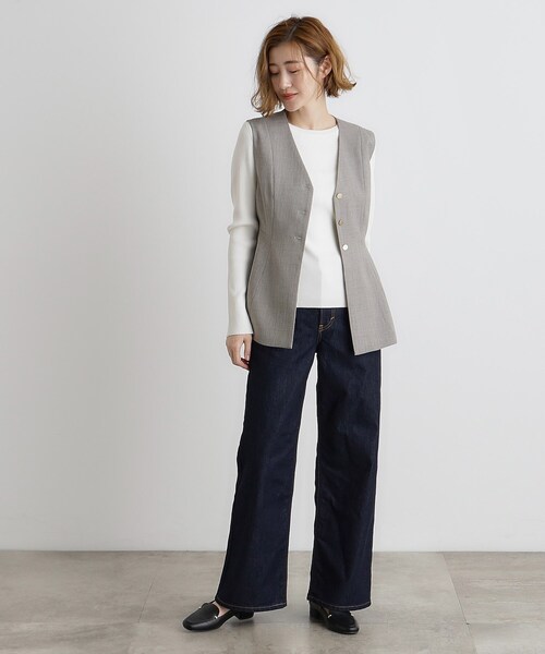 grove（グローブ）の「ペプラムジレ（ベスト・レディース・グレー/ブラック・02/03/01/04/05）」の4枚目の写真