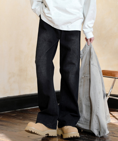 neos（ネオス）の「【neos】ルーズシルエット ヴィンテージウォッシュ セミフレア デニム パンツ（デニムパンツ・メンズ・ブルー系その他/ブラック/グレー/ブルー・LARGE/MEDIUM/X-LARGE）」の5枚目の写真