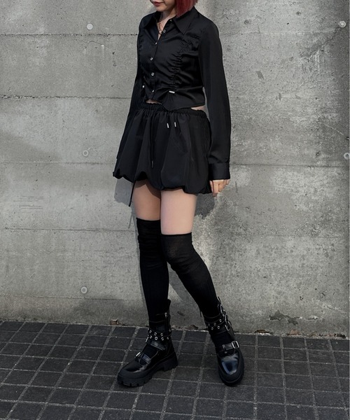 jiasecond.(ジアセカンド)の「【jiasecond.】シャーリングシャツ/ トップス シャツ シャーリング コード クロップド ショート 羽織り ブラック ブルー ZOZOTOWN限定(シャツ/ブラウス・レディース・ブラック/ブルー・FREE)」の6枚目の写真