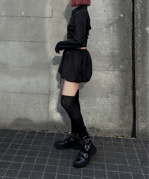 jiasecond.(ジアセカンド)の「【jiasecond.】シャーリングシャツ/ トップス シャツ シャーリング コード クロップド ショート 羽織り ブラック ブルー ZOZOTOWN限定(シャツ/ブラウス・レディース・ブラック/ブルー・FREE)」の7枚目の写真