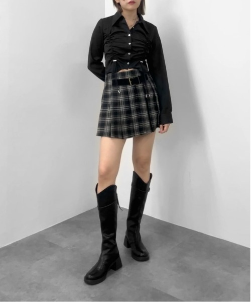 jiasecond.(ジアセカンド)の「【jiasecond.】シャーリングシャツ/ トップス シャツ シャーリング コード クロップド ショート 羽織り ブラック ブルー ZOZOTOWN限定(シャツ/ブラウス・レディース・ブラック/ブルー・FREE)」の12枚目の写真