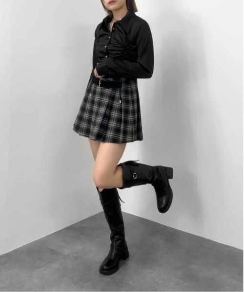 jiasecond.(ジアセカンド)の「【jiasecond.】シャーリングシャツ/ トップス シャツ シャーリング コード クロップド ショート 羽織り ブラック ブルー ZOZOTOWN限定(シャツ/ブラウス・レディース・ブラック/ブルー・FREE)」の13枚目の写真