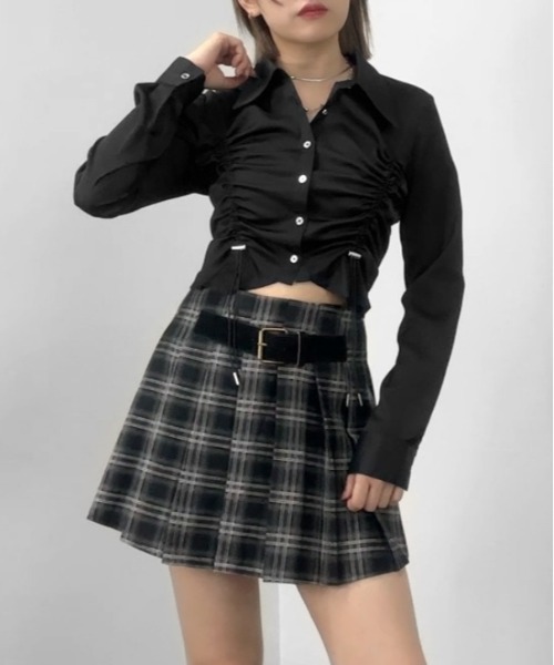 jiasecond.(ジアセカンド)の「【jiasecond.】シャーリングシャツ/ トップス シャツ シャーリング コード クロップド ショート 羽織り ブラック ブルー ZOZOTOWN限定(シャツ/ブラウス・レディース・ブラック/ブルー・FREE)」の14枚目の写真