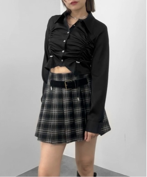 jiasecond.(ジアセカンド)の「【jiasecond.】シャーリングシャツ/ トップス シャツ シャーリング コード クロップド ショート 羽織り ブラック ブルー ZOZOTOWN限定(シャツ/ブラウス・レディース・ブラック/ブルー・FREE)」の15枚目の写真