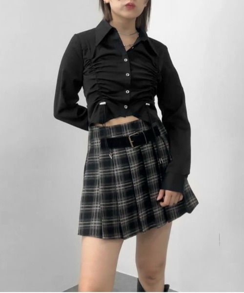 jiasecond.(ジアセカンド)の「【jiasecond.】シャーリングシャツ/ トップス シャツ シャーリング コード クロップド ショート 羽織り ブラック ブルー ZOZOTOWN限定(シャツ/ブラウス・レディース・ブラック/ブルー・FREE)」の19枚目の写真