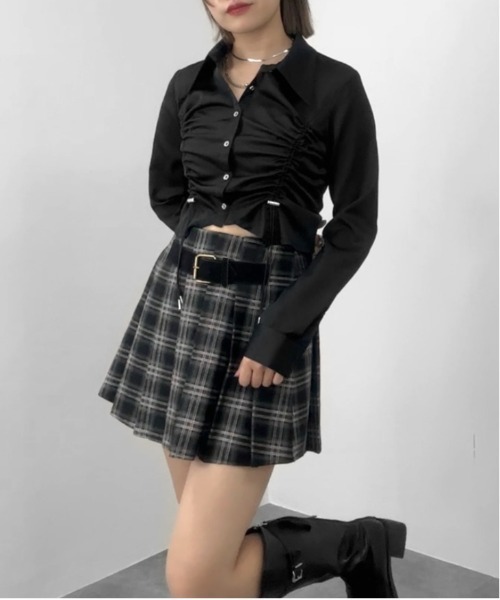jiasecond.(ジアセカンド)の「【jiasecond.】シャーリングシャツ/ トップス シャツ シャーリング コード クロップド ショート 羽織り ブラック ブルー ZOZOTOWN限定(シャツ/ブラウス・レディース・ブラック/ブルー・FREE)」の20枚目の写真