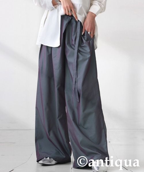 antiqua(アンティカ)の「シャンブレーラップパンツ(その他パンツ・レディース・グレー/ブラック・LARGE/MEDIUM)」の2枚目の写真
