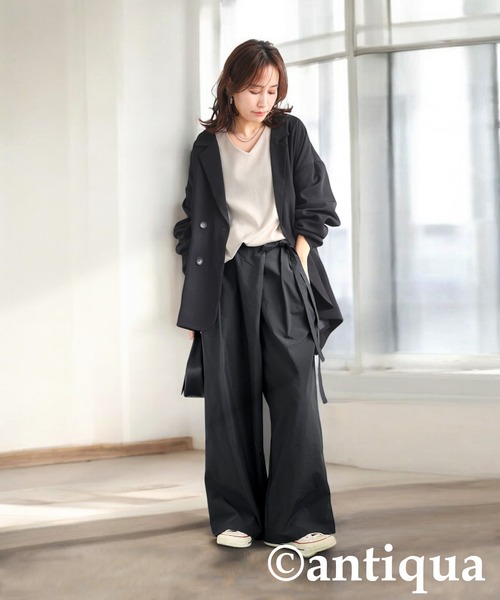 antiqua(アンティカ)の「シャンブレーラップパンツ(その他パンツ・レディース・グレー/ブラック・LARGE/MEDIUM)」の3枚目の写真