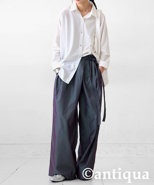 antiqua(アンティカ)の「シャンブレーラップパンツ(その他パンツ・レディース・グレー/ブラック・LARGE/MEDIUM)」の8枚目の写真