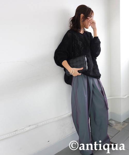 antiqua(アンティカ)の「シャンブレーラップパンツ(その他パンツ・レディース・グレー/ブラック・LARGE/MEDIUM)」の12枚目の写真