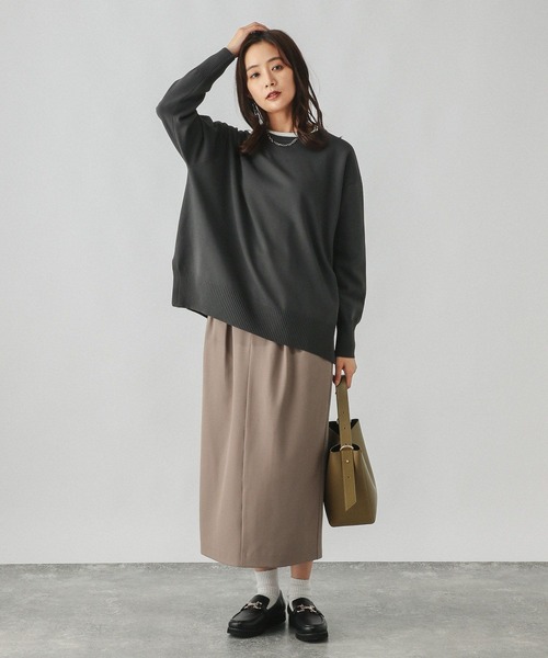 GLOBAL WORK（グローバルワーク）の「リラックススマートIラインスカート/253470（スカート・レディース・ライトブラウン/ライトグレー/ブラック・LARGE/MEDIUM/SMALL）」の5枚目の写真