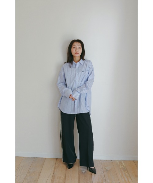 N WITH.(エヌウィズ)の「ストライプオーバーシャツ(シャツ/ブラウス・レディース・ライトブルー・FREE)」の5枚目の写真