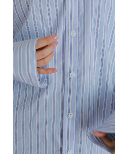 N WITH.(エヌウィズ)の「ストライプオーバーシャツ(シャツ/ブラウス・レディース・ライトブルー・FREE)」の9枚目の写真