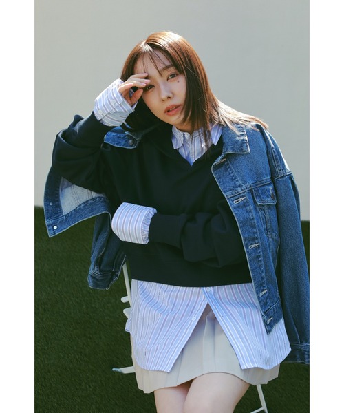 N WITH.(エヌウィズ)の「ストライプオーバーシャツ(シャツ/ブラウス・レディース・ライトブルー・FREE)」の13枚目の写真