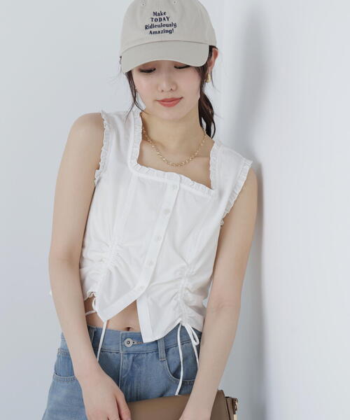 FREE'S MART(フリーズマート)の「◇ドロストノースリーブブラウス(シャツ/ブラウス・レディース・ブラック/ブルー/ホワイト/ブラウン系その他・FREE)」の2枚目の写真