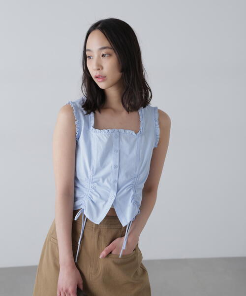 FREE'S MART(フリーズマート)の「◇ドロストノースリーブブラウス(シャツ/ブラウス・レディース・ブラック/ブルー/ホワイト/ブラウン系その他・FREE)」の5枚目の写真