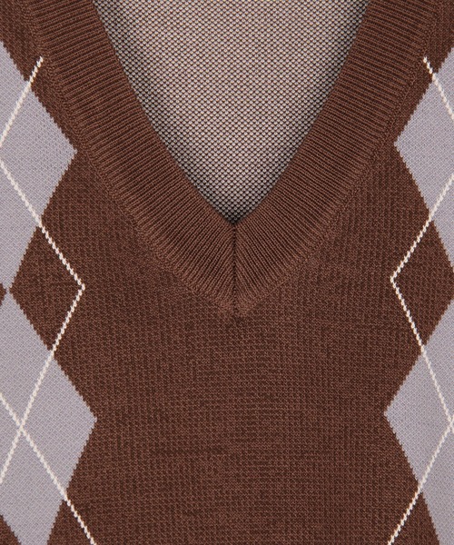 NICOLE CLUB（ニコル　クラブ）の「アーガイルパターンベスト（ベスト・レディース・ネイビー/チャコール/ブラウン・FREE）」の6枚目の写真