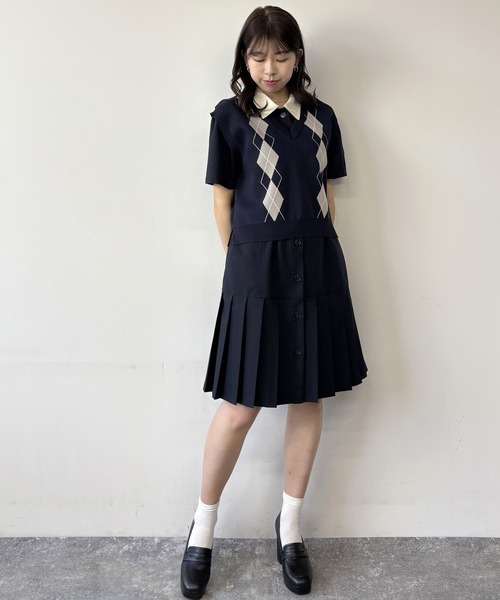 NICOLE CLUB（ニコル　クラブ）の「アーガイルパターンベスト（ベスト・レディース・ネイビー/チャコール/ブラウン・FREE）」の15枚目の写真