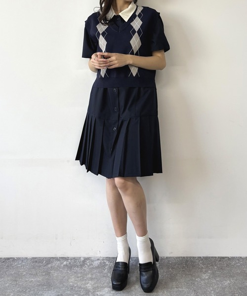 NICOLE CLUB（ニコル　クラブ）の「アーガイルパターンベスト（ベスト・レディース・ネイビー/チャコール/ブラウン・FREE）」の16枚目の写真