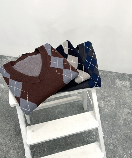 NICOLE CLUB（ニコル　クラブ）の「アーガイルパターンベスト（ベスト・レディース・ネイビー/チャコール/ブラウン・FREE）」の20枚目の写真