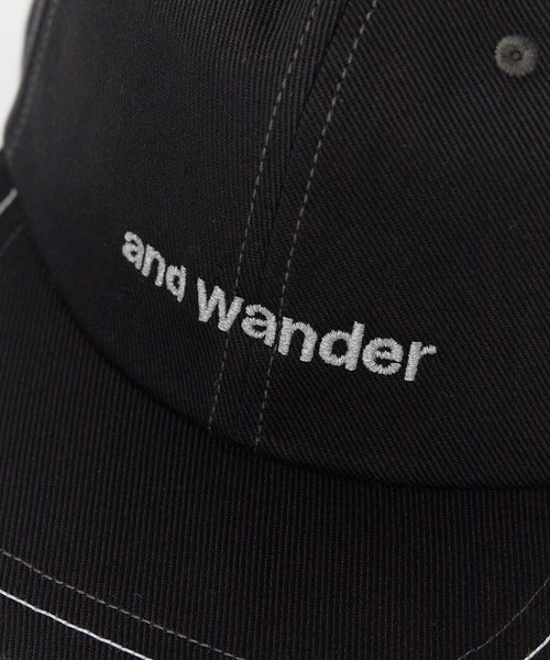and wander（アンドワンダー）の「and wander/アンドワンダー cotton twill cap キャップ（キャップ・メンズ・ブラック・FREE）」の4枚目の写真