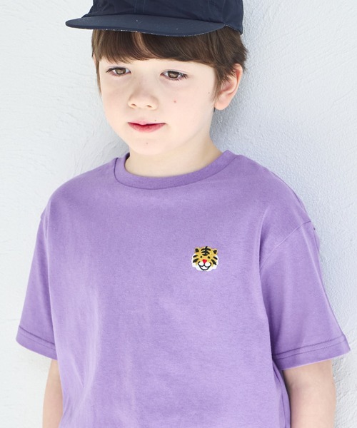 pairmanon(ペアマノン)の「【綿100%】ワンポイントオリジナル刺繍 半袖Tシャツ(Tシャツ/カットソー・キッズ・ライトベージュ/パープル/ライトピンク/ブラック/ライトブルー/ホワイト/ブルー系その他/ホワイト系その他・90/100/110/120/80/130/140/150)」の7枚目の写真