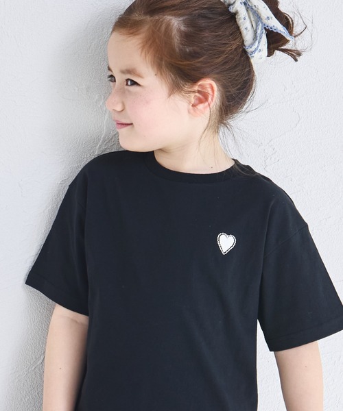 pairmanon(ペアマノン)の「【綿100%】ワンポイントオリジナル刺繍 半袖Tシャツ(Tシャツ/カットソー・キッズ・ライトベージュ/パープル/ライトピンク/ブラック/ライトブルー/ホワイト/ブルー系その他/ホワイト系その他・90/100/110/120/80/130/140/150)」の1枚目の写真