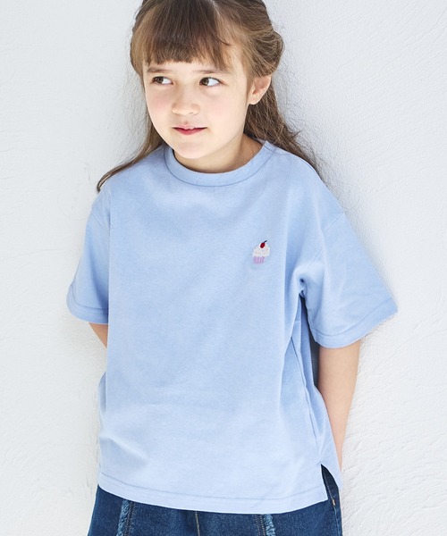 pairmanon(ペアマノン)の「【綿100%】ワンポイントオリジナル刺繍 半袖Tシャツ(Tシャツ/カットソー・キッズ・ライトベージュ/パープル/ライトピンク/ブラック/ライトブルー/ホワイト/ブルー系その他/ホワイト系その他・90/100/110/120/80/130/140/150)」の15枚目の写真