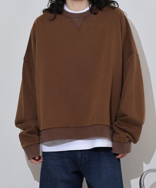 many men many mind(メニーメンメニーマインド)の「MANYMENMANYMINDS ヘビーコットンヴィンテージスウェット/ショート丈/ワイドシルエット/グランジ(スウェット・メンズ・ブラック/ブラウン・L/M)」の15枚目の写真