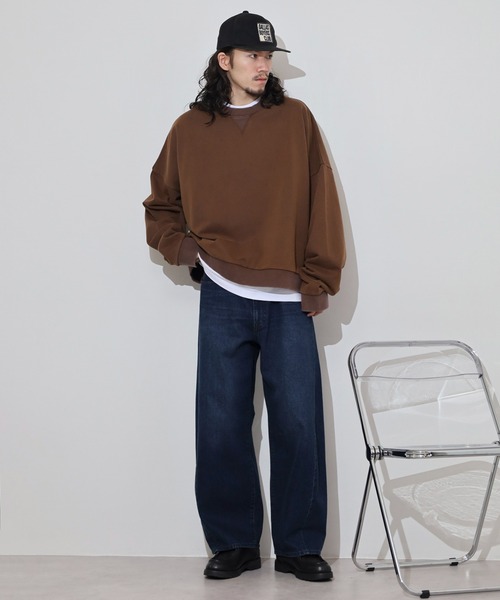 many men many mind(メニーメンメニーマインド)の「MANYMENMANYMINDS ヘビーコットンヴィンテージスウェット/ショート丈/ワイドシルエット/グランジ(スウェット・メンズ・ブラック/ブラウン・L/M)」の18枚目の写真