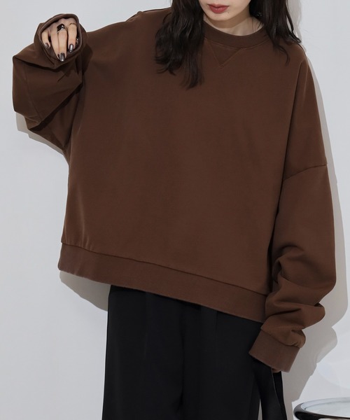 many men many mind(メニーメンメニーマインド)の「MANYMENMANYMINDS ヘビーコットンヴィンテージスウェット/ショート丈/ワイドシルエット/グランジ(スウェット・メンズ・ブラック/ブラウン・L/M)」の8枚目の写真