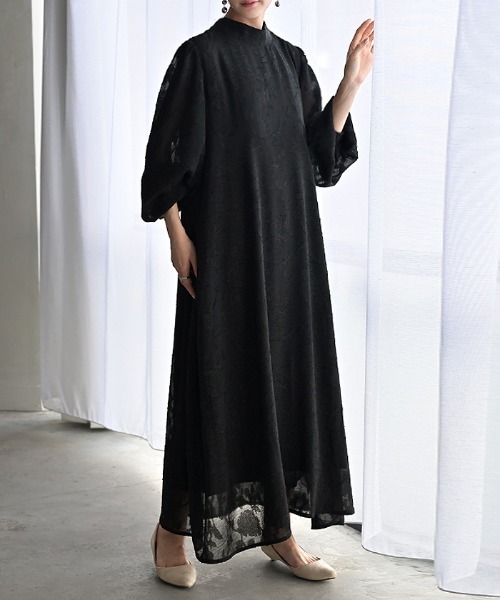 HUG.U(ハグユー)の「シワになりにくい お呼ばれワンピース 選べる2丈(ワンピース・レディース・ライトブルー/ブラック/ラベンダー/ピンクベージュ・レギュラー丈/トール丈)」の11枚目の写真