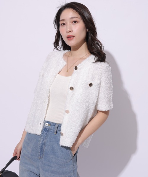 Apuweiser-riche（アプワイザーリッシェ）の「フラッフィー半袖カーデ（ニット/セーター・レディース・ライトパープル/ホワイト/ライトブルー/ブラック・2）」の22枚目の写真