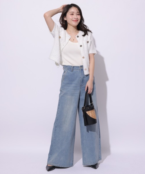 Apuweiser-riche（アプワイザーリッシェ）の「フラッフィー半袖カーデ（ニット/セーター・レディース・ライトパープル/ホワイト/ライトブルー/ブラック・2）」の7枚目の写真