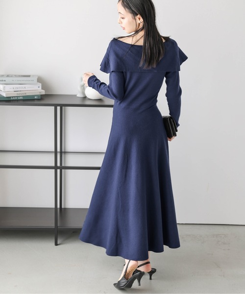 AMELY(エミリー)の「オフショルダーニットフレアワンピース(ワンピース・レディース・グレー/ネイビー/ベージュ/ブラック・フリー)」の20枚目の写真