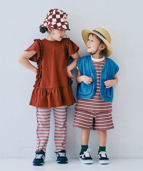 p.premier(ピードットプルミエ)の「【ジュニア対応】マルチボーダーワッフルハーフパンツ(その他パンツ・キッズ・パープル/ブラウン/ブルー・140/130/120/110/100/90/80)」の18枚目の写真