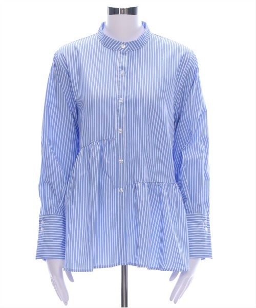 CLEAR BASIC（クリアベーシック）の「アシンメトリーペプラムブラウス[オフィスカジュアル 着回し抜群 大人 骨格ナチュラル] ≪CLEAR BASIC≫（シャツ/ブラウス・レディース・ブルー系その他/オフホワイト/ブラック・F）」の16枚目の写真