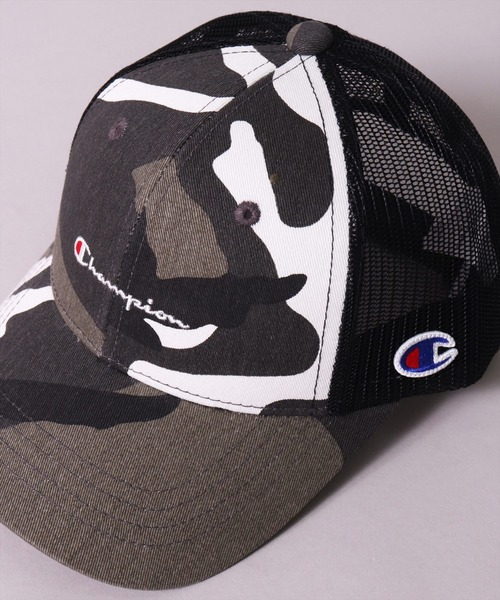 Champion（チャンピオン）の「(LF)【Champion】【キッズ】コットン ツイル & デニム ブランドロゴ 刺繍 メッシュキャップ（キャップ・キッズ・ブラック/ブラック×グリーン/ライラック/ライトピンク/グレー系カモフラージュ/ミント/インディゴブルー/ブラウン系カモフラージュ・FREE）」の8枚目の写真