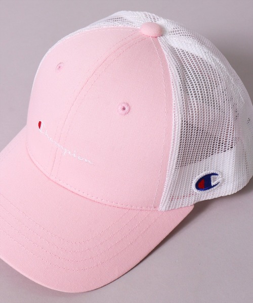 Champion（チャンピオン）の「(LF)【Champion】【キッズ】コットン ツイル & デニム ブランドロゴ 刺繍 メッシュキャップ（キャップ・キッズ・ブラック/ブラック×グリーン/ライラック/ライトピンク/グレー系カモフラージュ/ミント/インディゴブルー/ブラウン系カモフラージュ・FREE）」の6枚目の写真