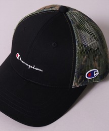 Champion（チャンピオン）の「(LF)【Champion】【キッズ】コットン ツイル & デニム ブランドロゴ 刺繍 メッシュキャップ（キャップ）」