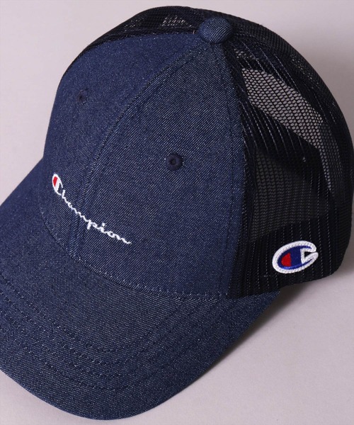 Champion（チャンピオン）の「(LF)【Champion】【キッズ】コットン ツイル & デニム ブランドロゴ 刺繍 メッシュキャップ（キャップ・キッズ・ブラック/ブラック×グリーン/ライラック/ライトピンク/グレー系カモフラージュ/ミント/インディゴブルー/ブラウン系カモフラージュ・FREE）」の4枚目の写真