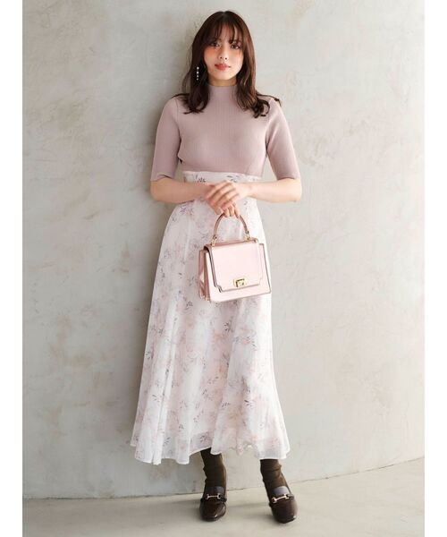 【美品】COCO DEAL ニットドッキングワンピース　S ベージュ花柄 ☆新品同様☆COCO DEALドッキングワンピース ベージュ - メルカリ