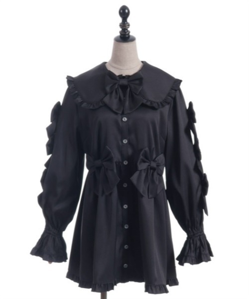 axes femme POETIQUE（アクシーズファムポエティック）の「メニーメニーリボンワンピース（ワンピース・レディース・ホワイト/サックスブルー/ブラック・MEDIUM）」の14枚目の写真