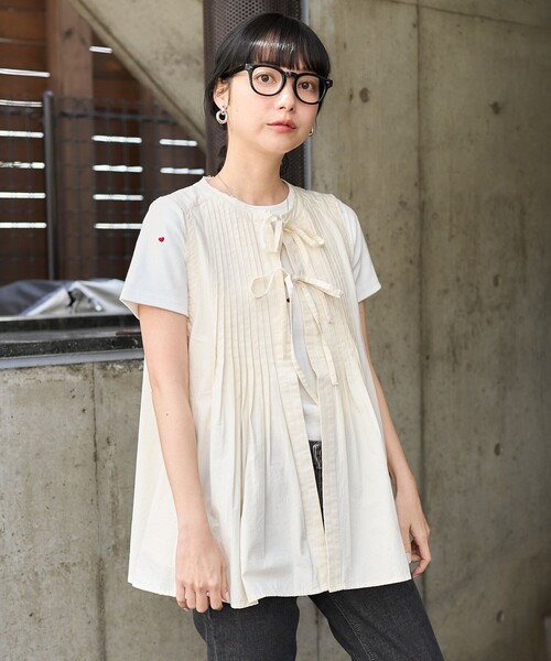 FREAK'S STORE（フリークスストア）の「ピンタックベスト/リボンベスト（ベスト・レディース・ブラック/オフホワイト/ブルー・ﾌﾘ-）」の15枚目の写真