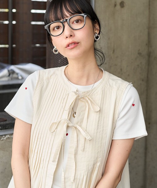 FREAK'S STORE（フリークスストア）の「ピンタックベスト/リボンベスト（ベスト・レディース・ブラック/オフホワイト/ブルー・ﾌﾘ-）」の13枚目の写真