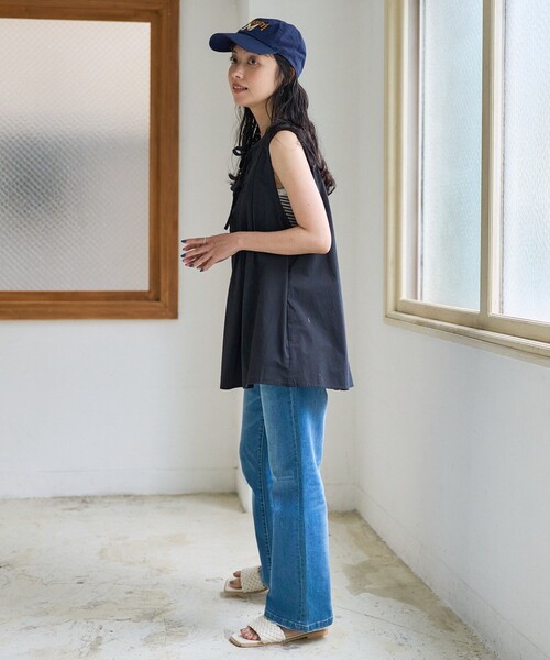 FREAK'S STORE（フリークスストア）の「ピンタックベスト/リボンベスト（ベスト・レディース・ブラック/オフホワイト/ブルー・ﾌﾘ-）」の9枚目の写真