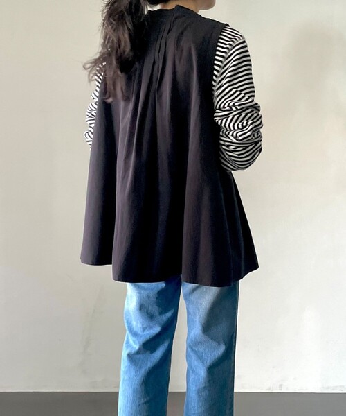 FREAK'S STORE（フリークスストア）の「ピンタックベスト/リボンベスト（ベスト・レディース・ブラック/オフホワイト/ブルー・ﾌﾘ-）」の7枚目の写真